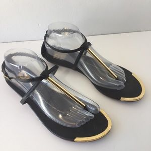 DV Black Sandals With Gold Accents